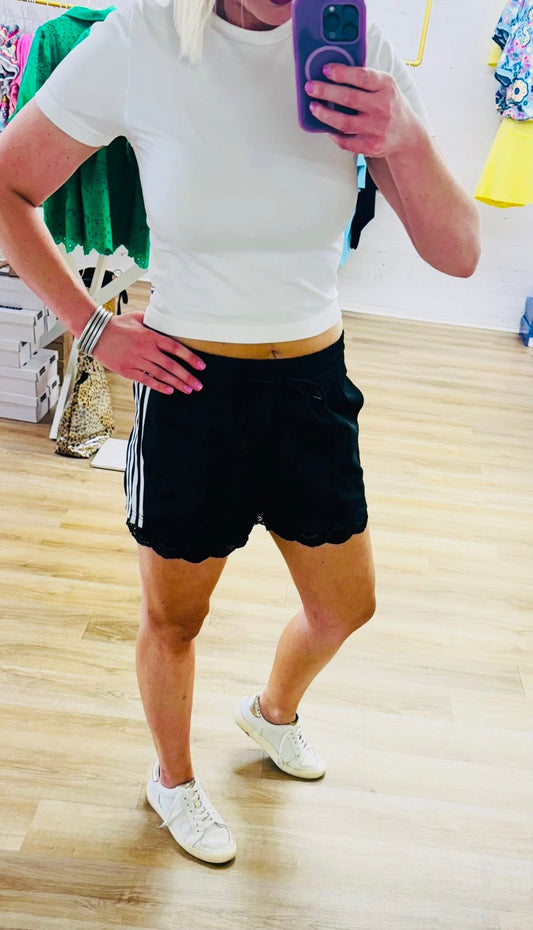 Elegant Edge Lace Trim Shorts