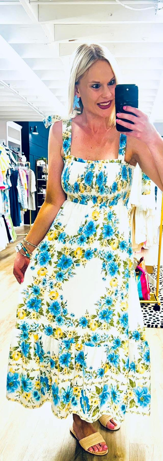 Venetian Dreams Blue Floral Midi