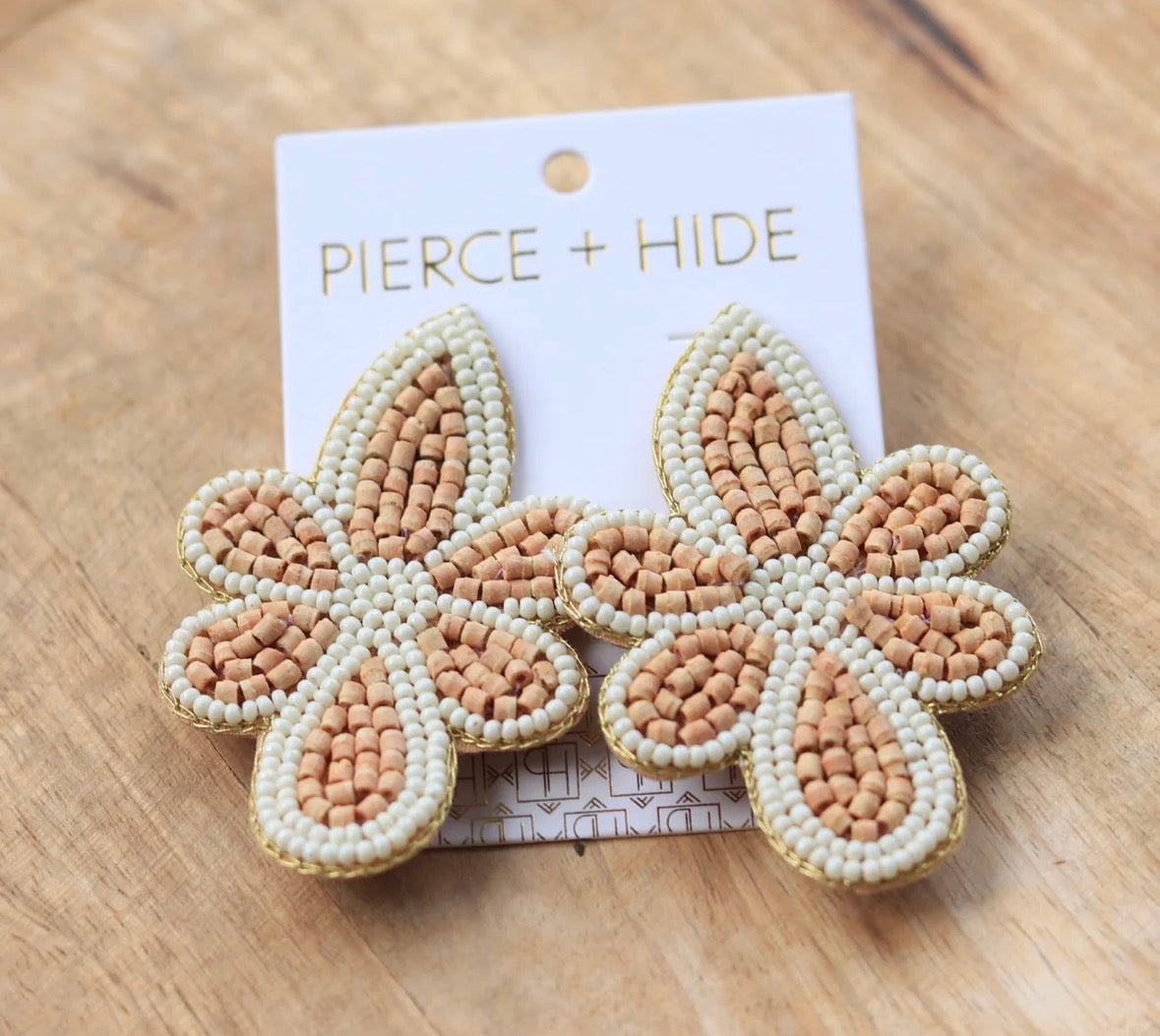 Wood Beaded Flower Earring