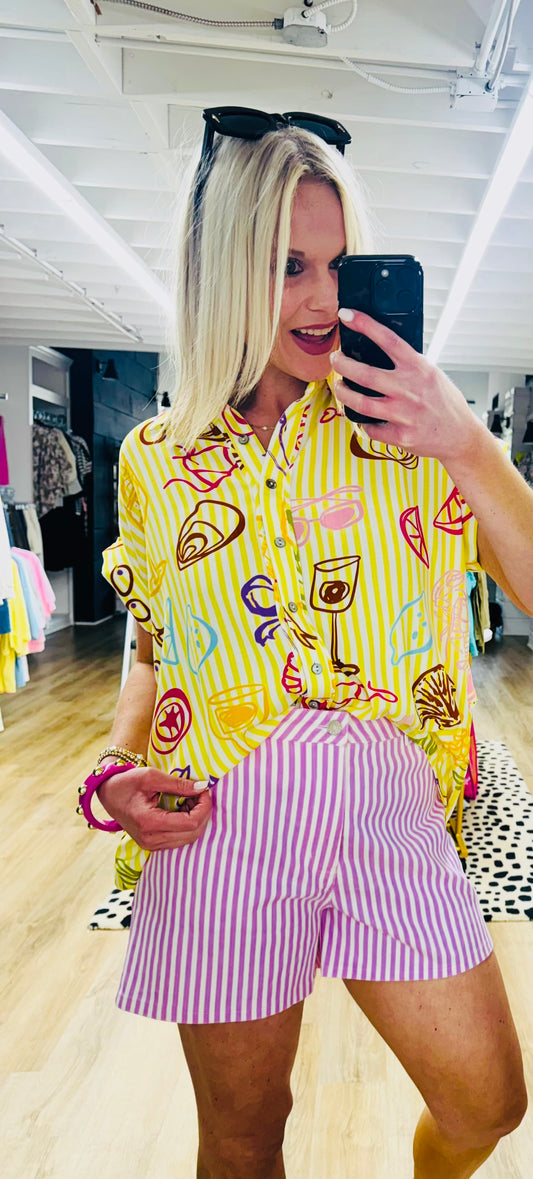 All On The Line Striped Shorts