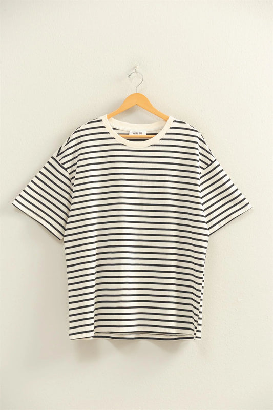 Striped Oversized Crew Neck Tee