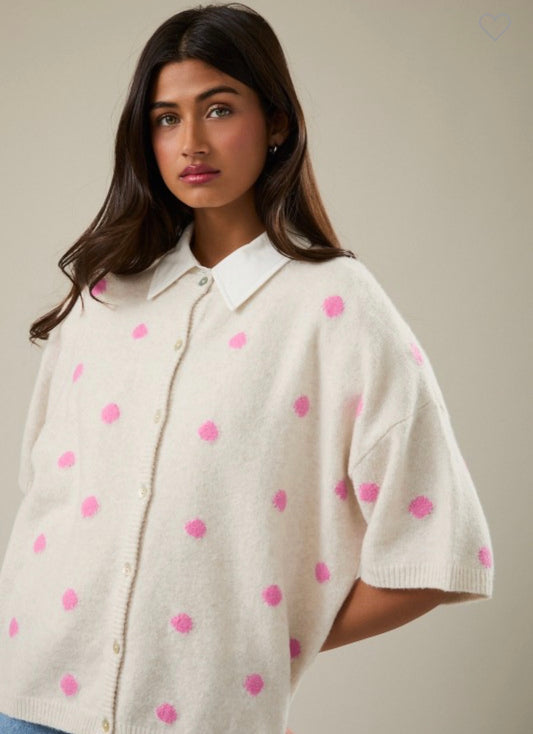 Dottie Pink Polka Dot Cardigan