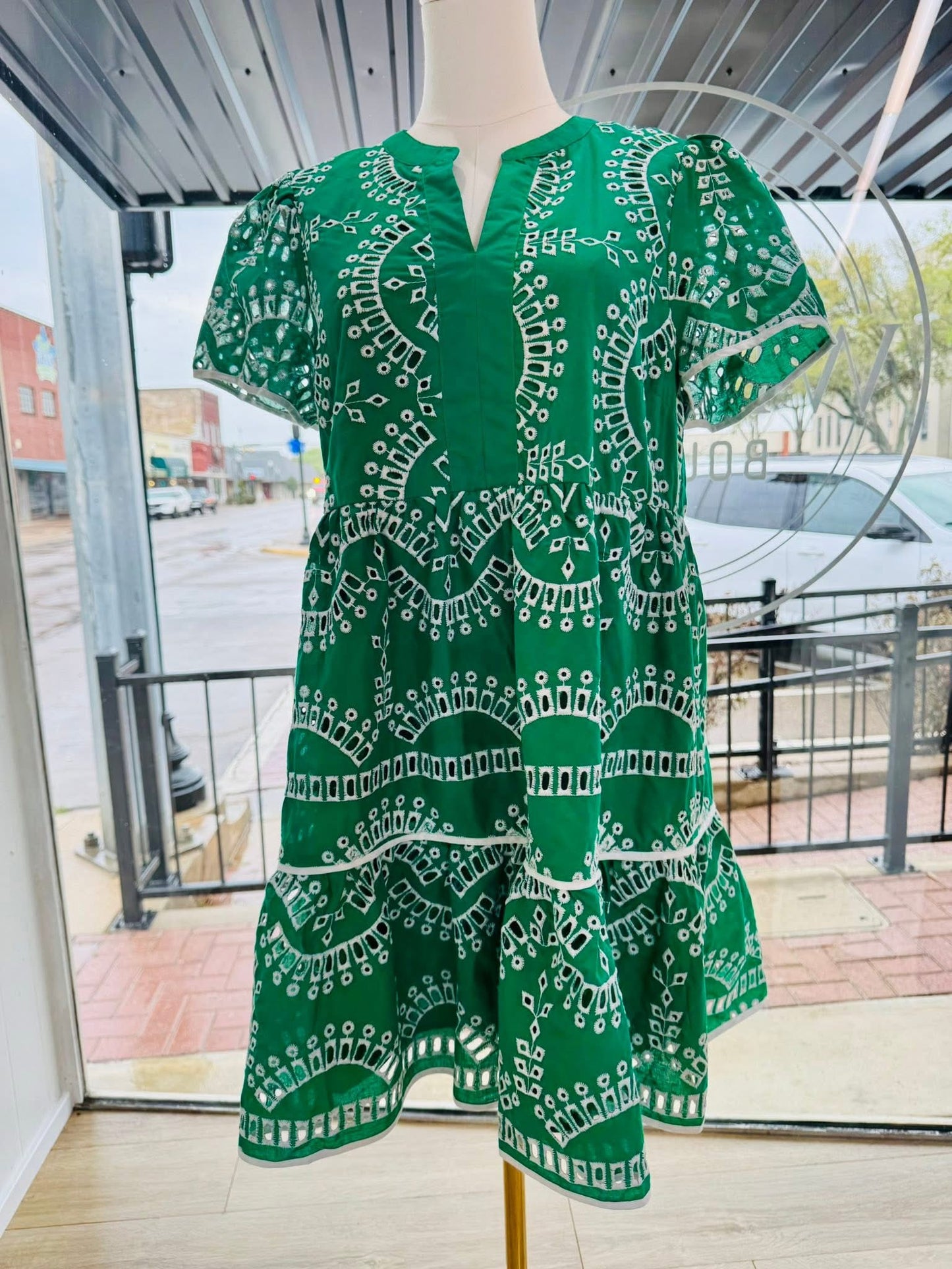 Embroidered Dress, Green