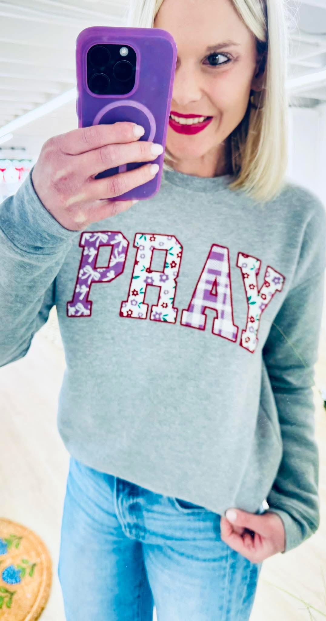 Pray With Pattern GraphicSwtshirt