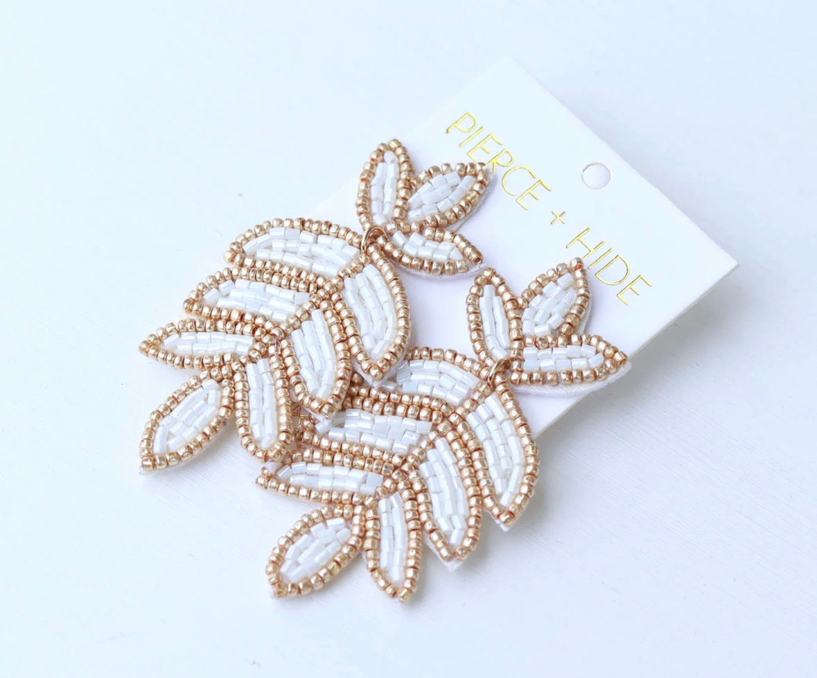 White Fleur De Lis Earring