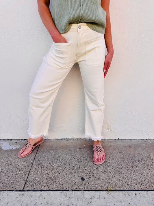 The Kate Ivory Barrel Leg Jeans