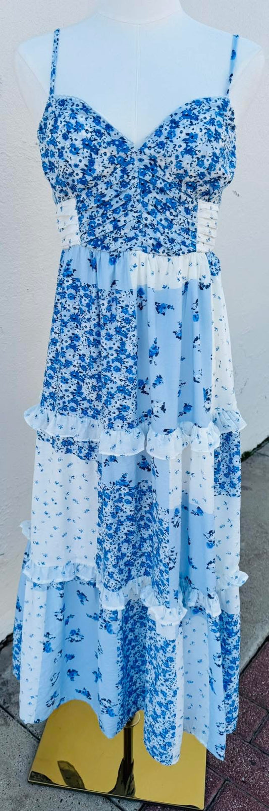 Patchwork Blue Checked Dress