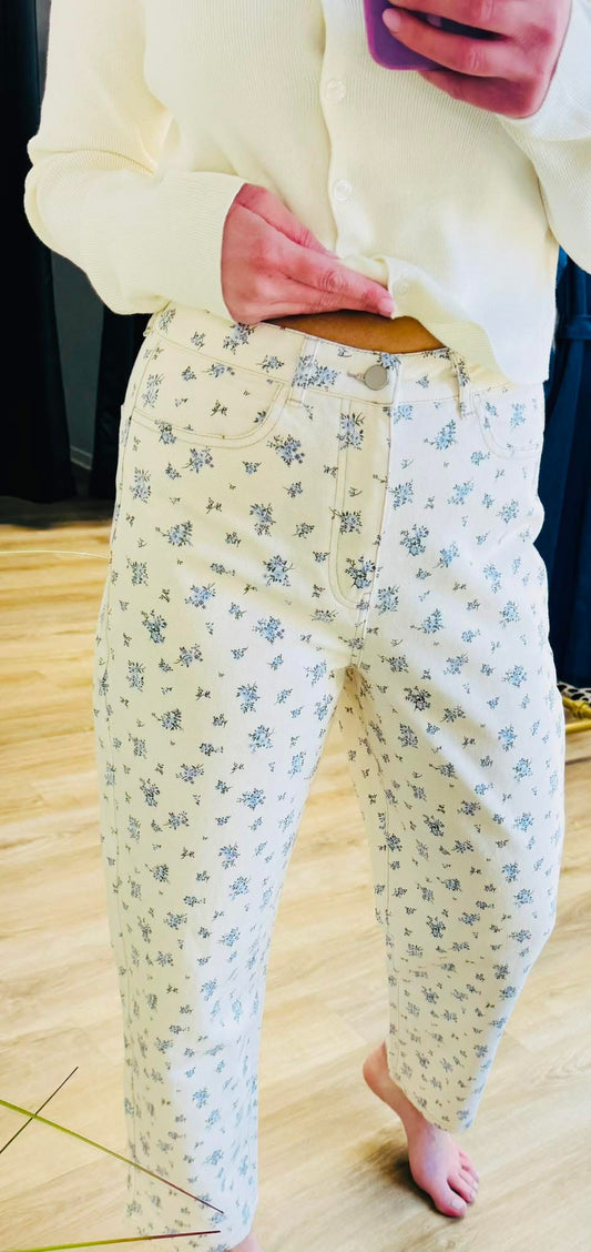 Floral Print Straight Leg Pants