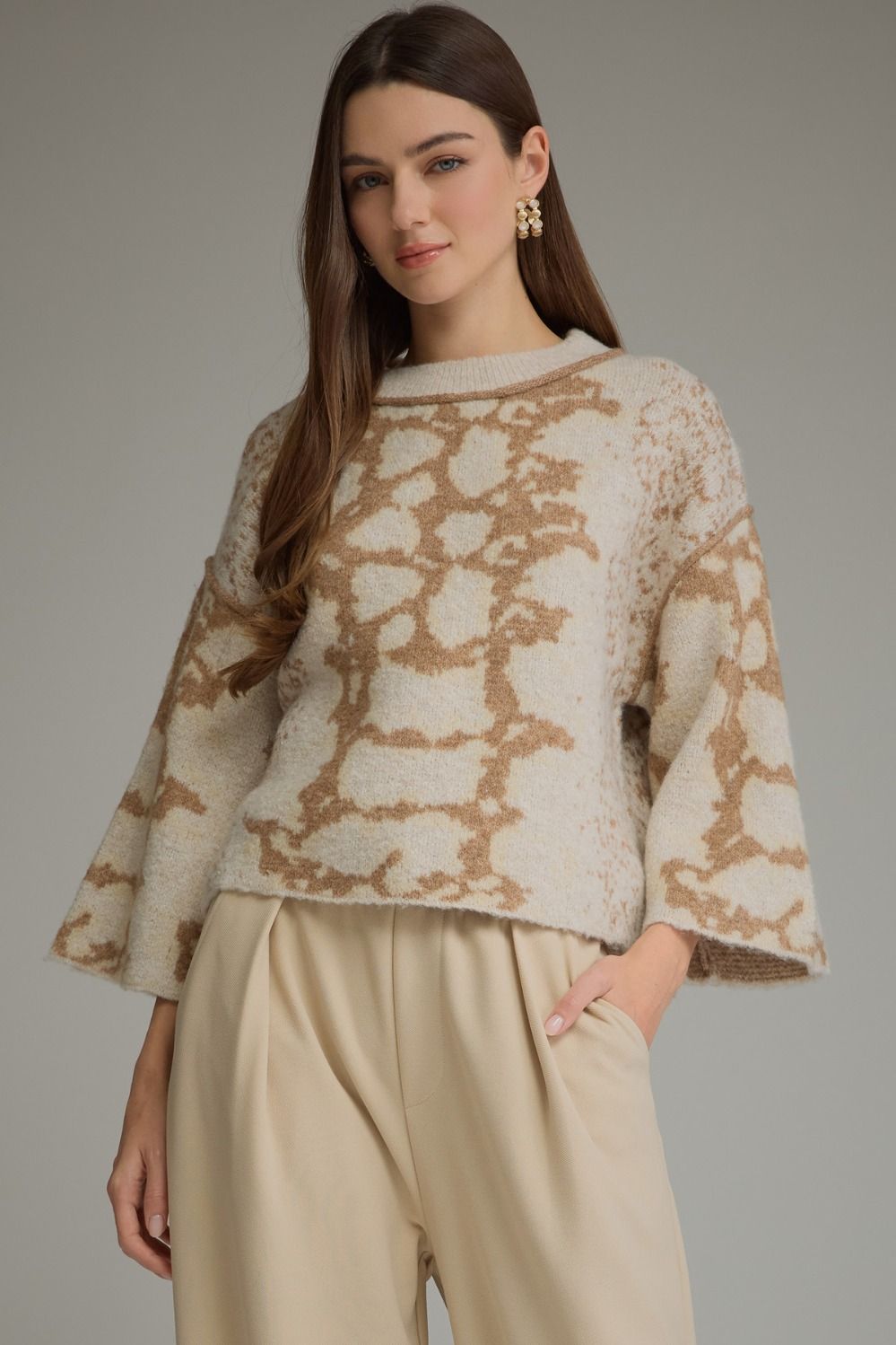Abstract Print Knit Top
