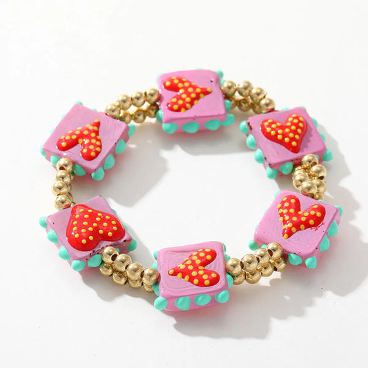 Tickled Pink Heart StretchBracelet