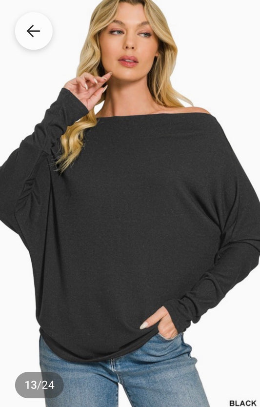 Hacci Dolman Sleeve Boat Neck