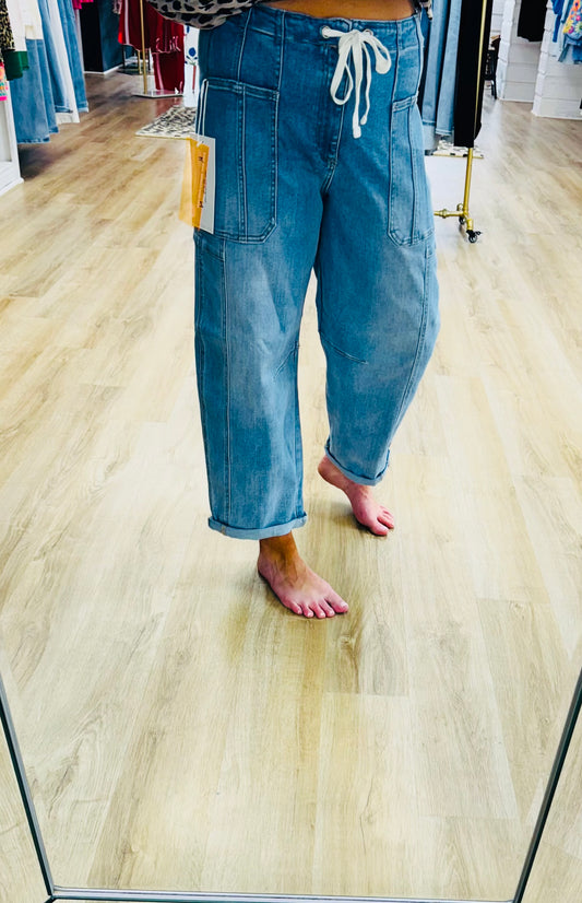 Risen High Rise Barrel Jeans