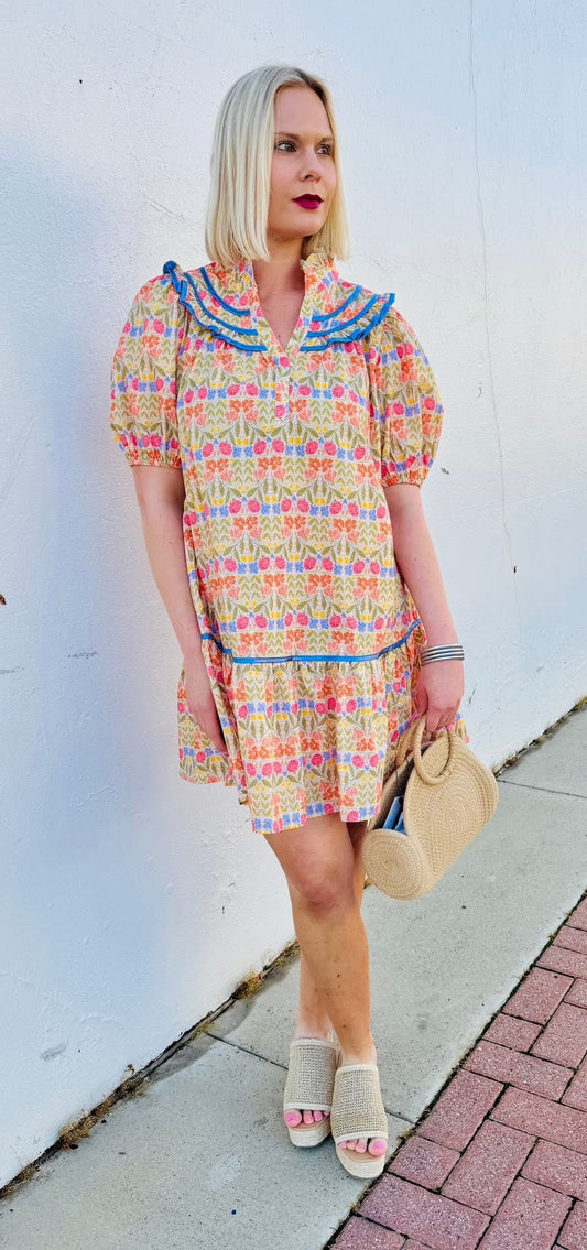 Just Fine Honey Mix Floral Dress