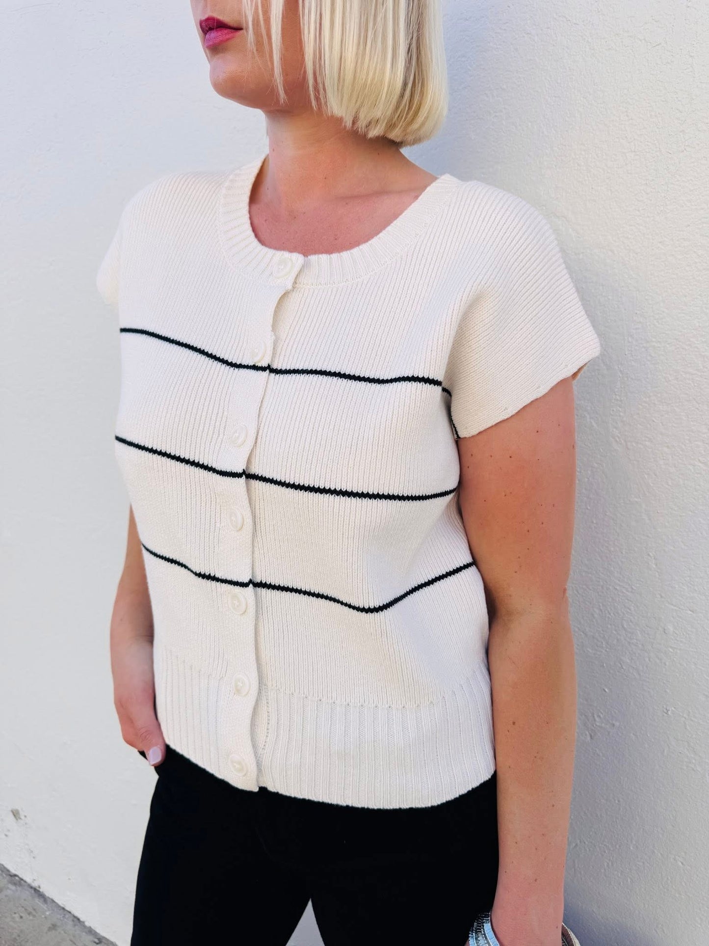 Striped Button Down Vest