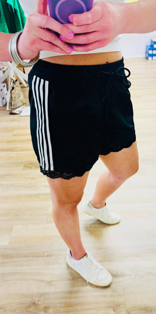 Elegant Edge Lace Trim Shorts