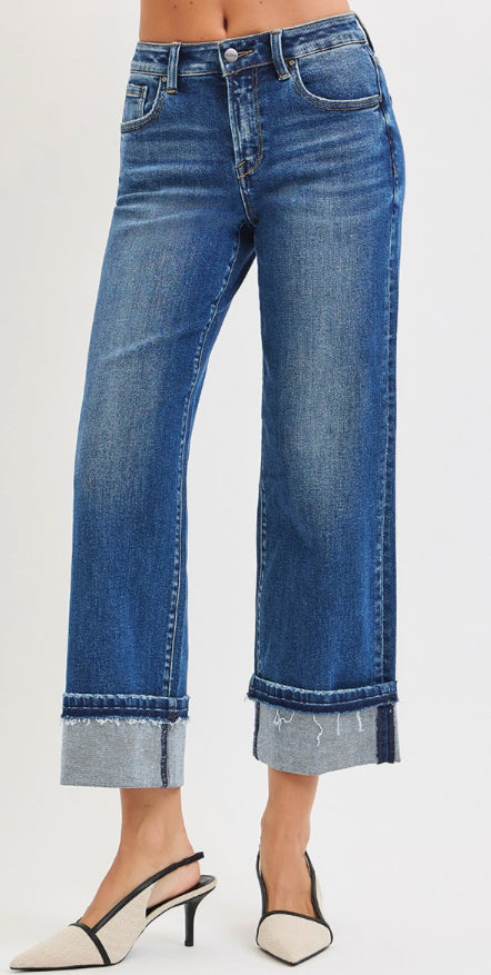 Mid-Rise Ankle Straight Jeans