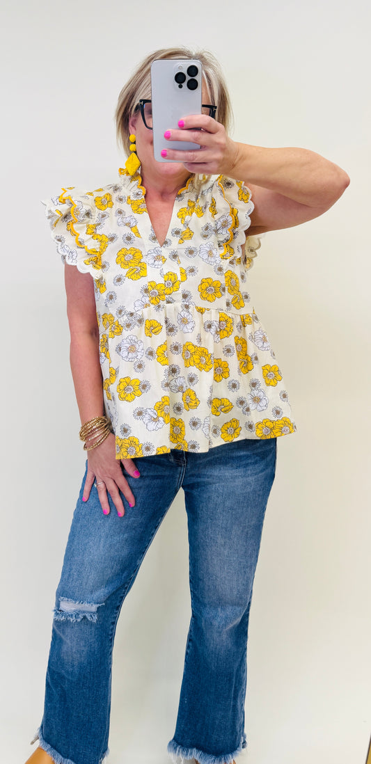 Floral Print Peplum Top