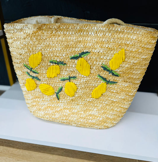 Coastal Charm Lemon Straw Bag