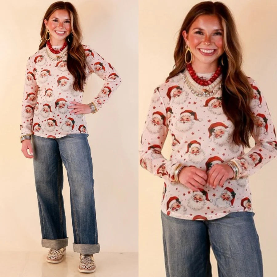 Vintage Santa Long Sleeve Mesh