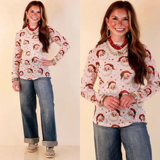Vintage Santa Long Sleeve Mesh
