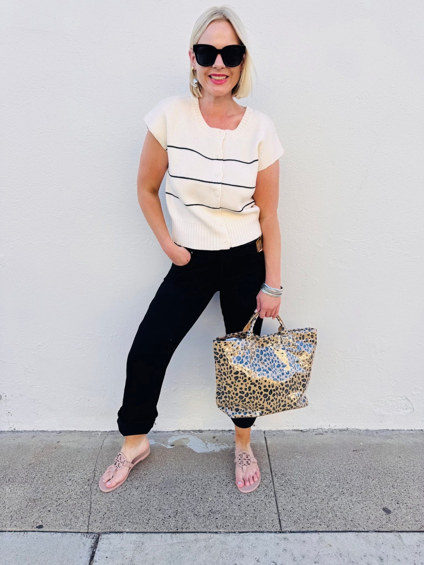 Striped Button Down Vest