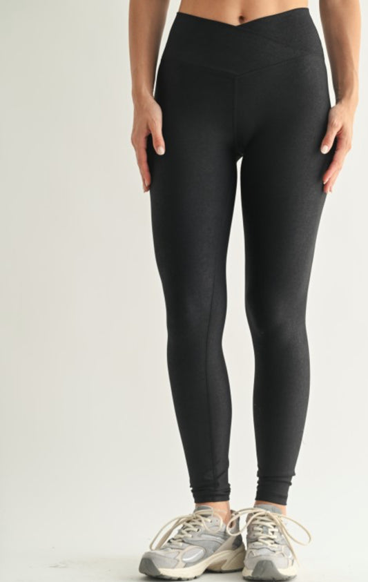 Leather Look Crossover Leggings