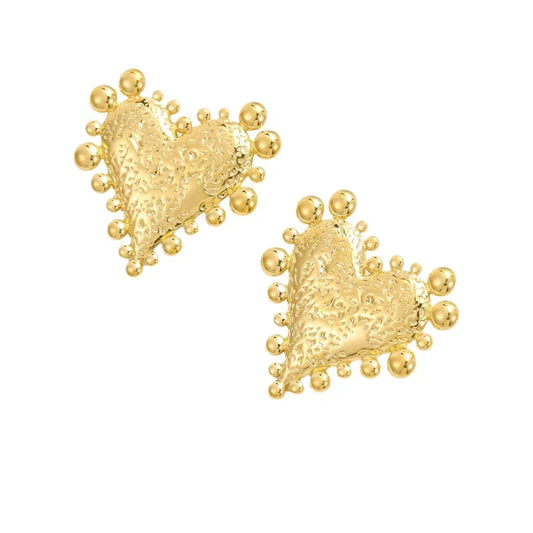 Yours Truly Gold Heart Earrings