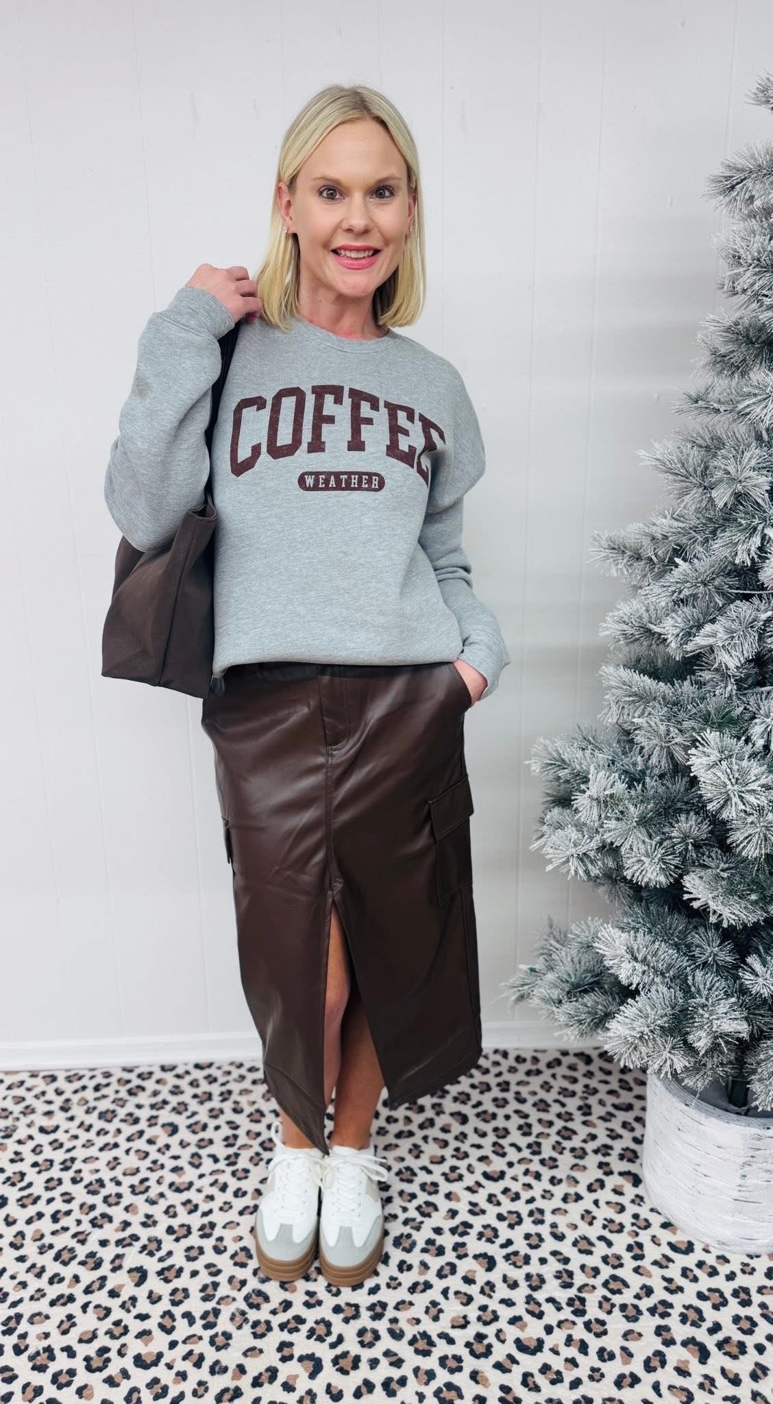Chocolate Faux Leather Skirt