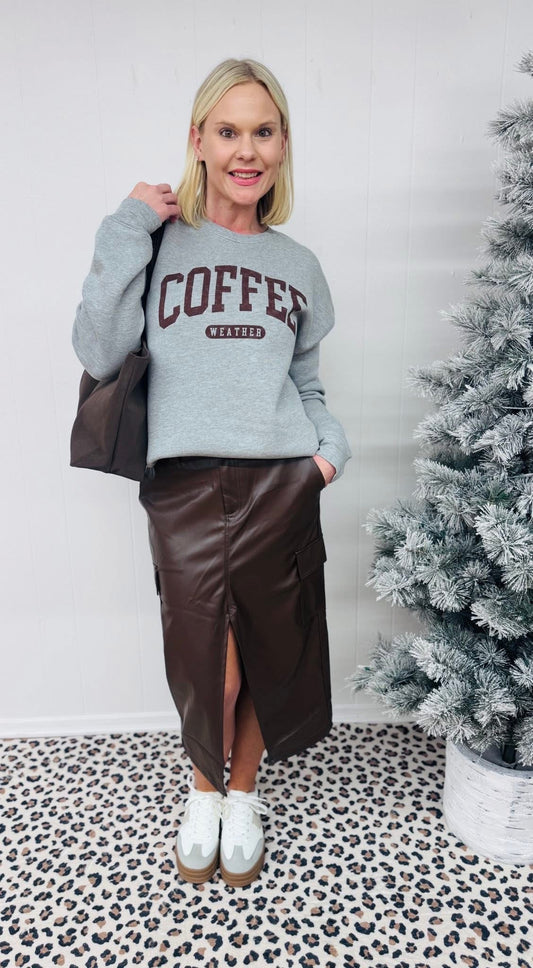 Chocolate Faux Leather Skirt