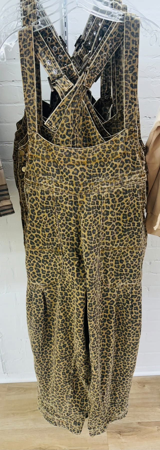 Leopard Print Wide Leg Overalls