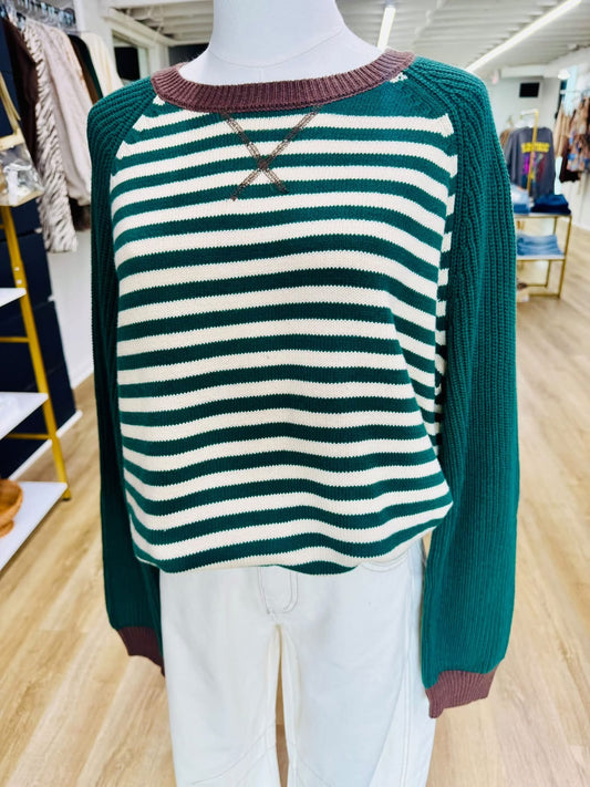 Striped Colorblock Raglan Top