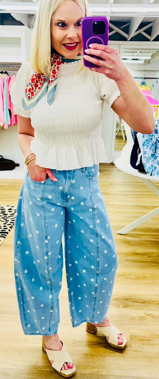 Cupid Polka Dot Barrel Jeans